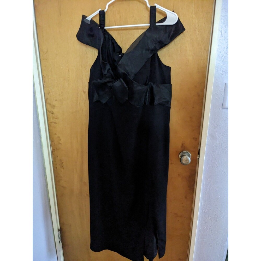 Vintage Betsy & Adam Black Off Shoulder Big Bow Goth Whimisgoth Split Dress sz22